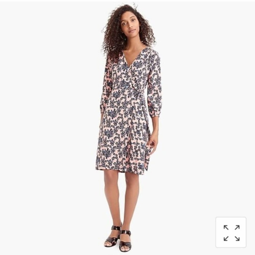 J.Crew | Floral Crepe Wrap Dress in Blush Bouquet
